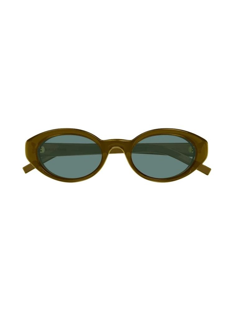 Saint Laurent Eyewear SL567PLUMP Oval Sunglasses — Brown by Saint Laurent Eyewear