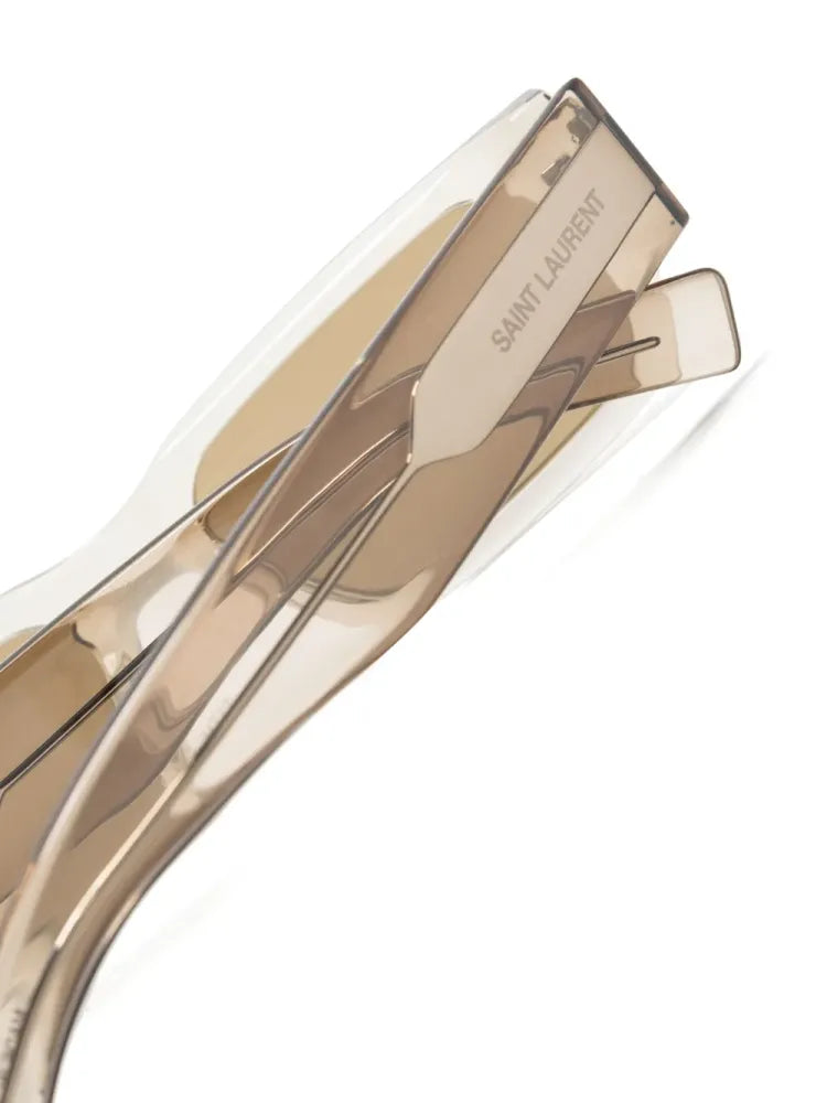 Saint Laurent Eyewear SL660004 Rectangular Acetate Sunglasses — Beige, view 3