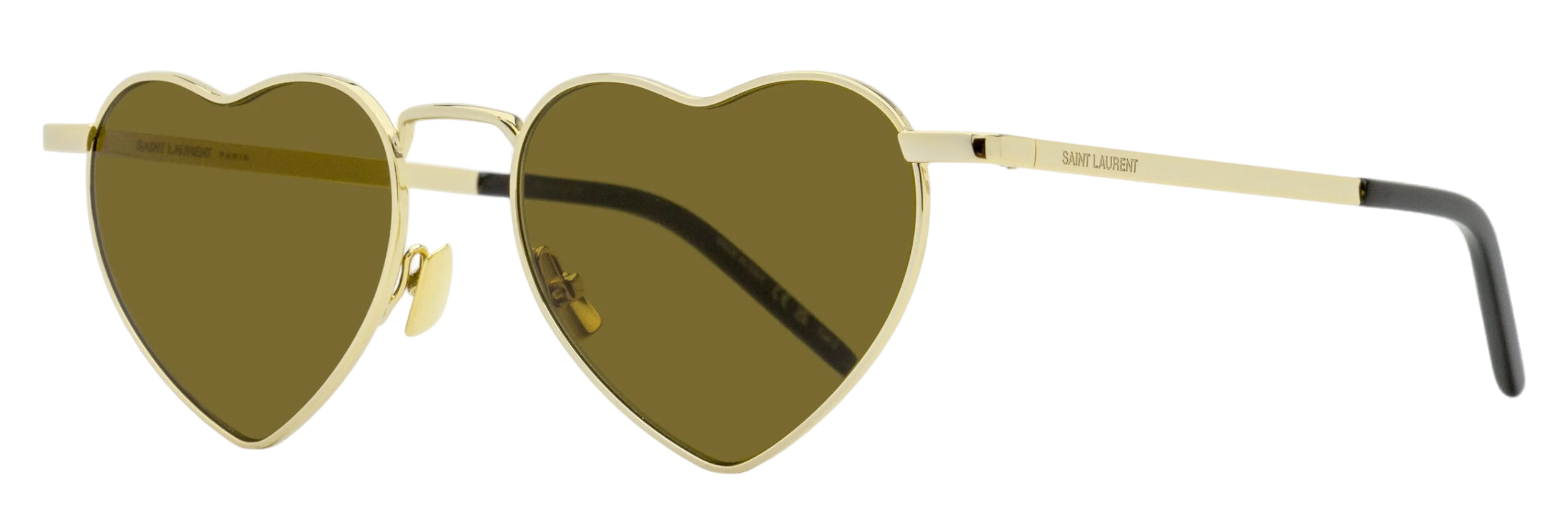 Saint Laurent SL Heart-shaped Metal Sunglasses — Gold by Saint Laurent