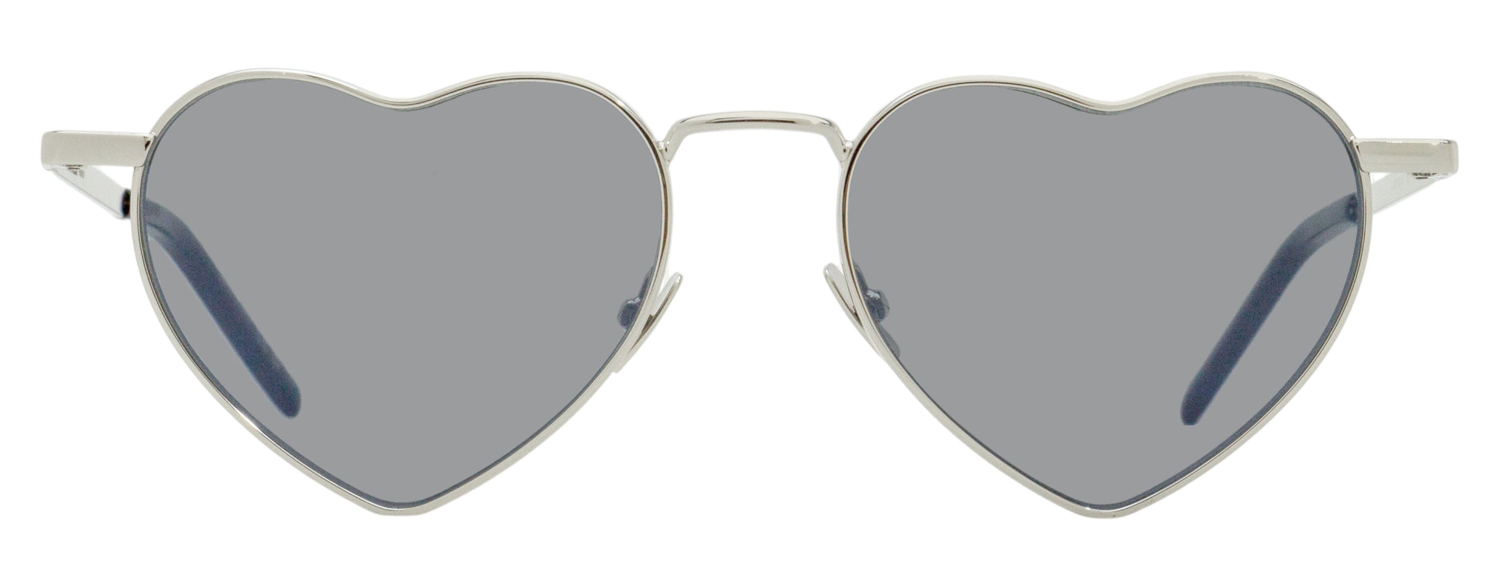 Saint Laurent SL Heart-Shaped Metal Sunglasses — Silver, view 2