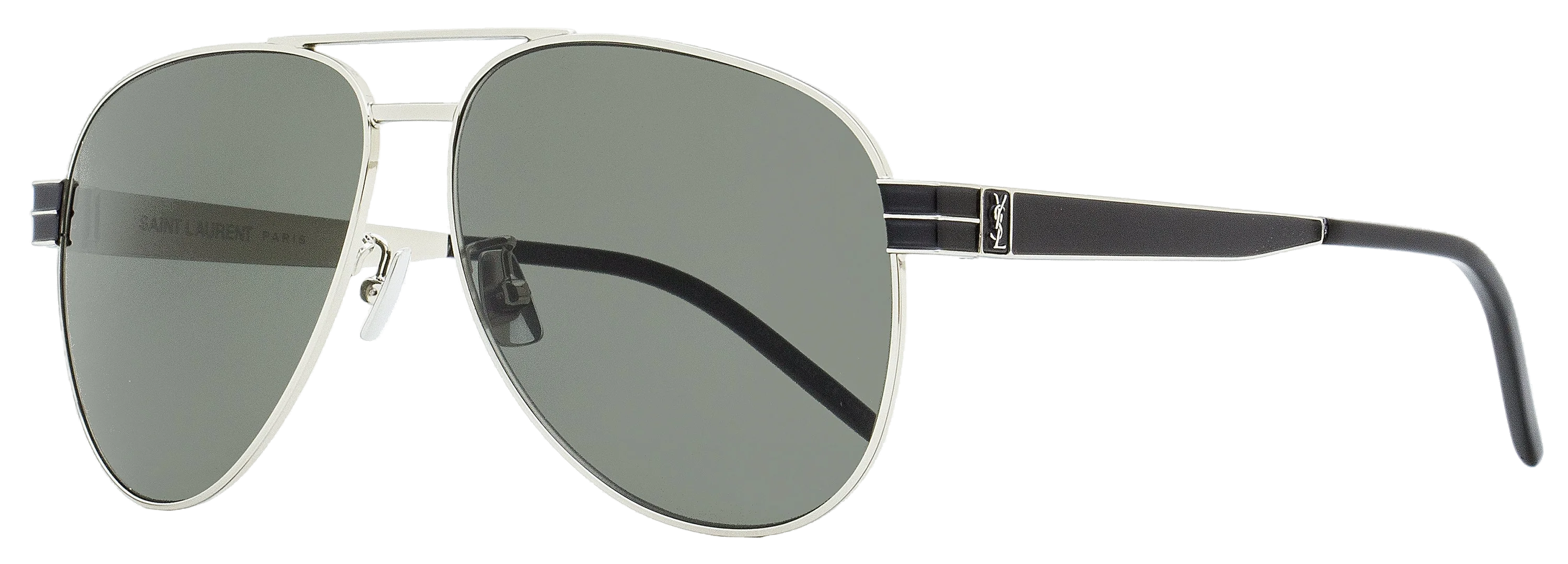 Saint Laurent SL Monogram Aviator Sunglasses — Silver by Saint Laurent