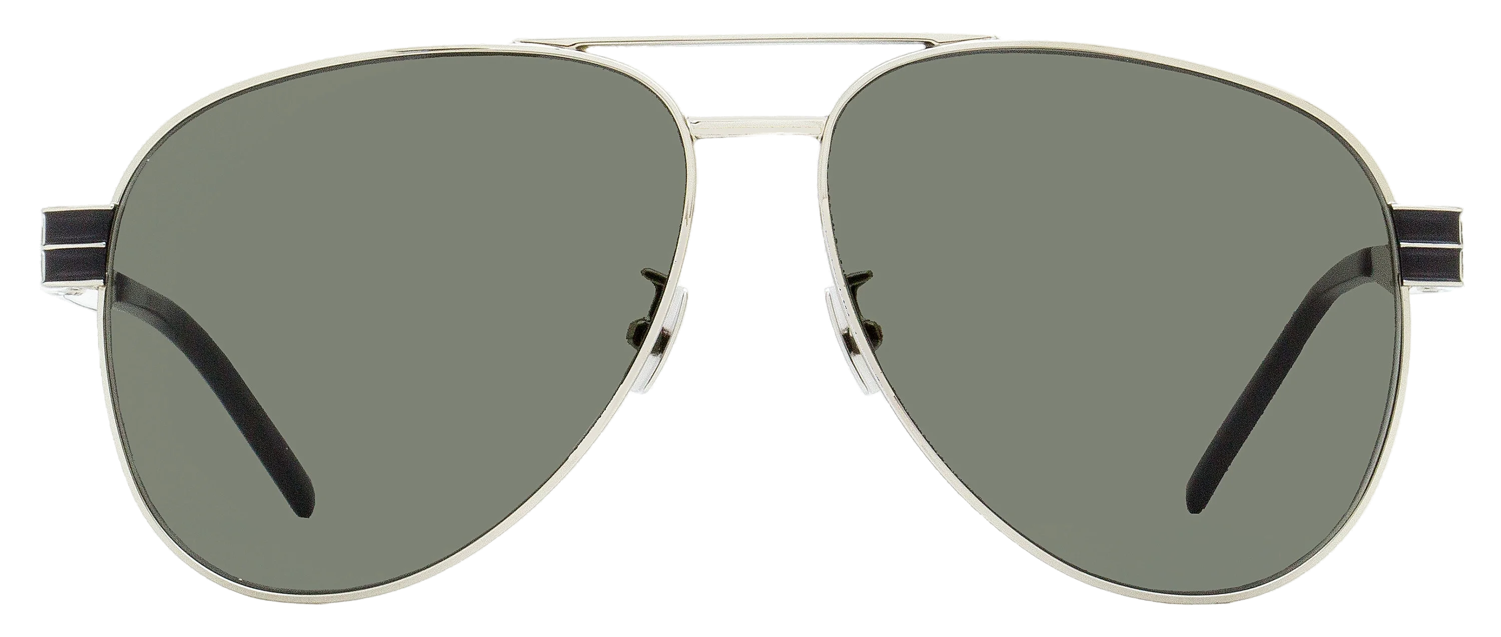 Saint Laurent SL Monogram Aviator Sunglasses — Silver, view 2