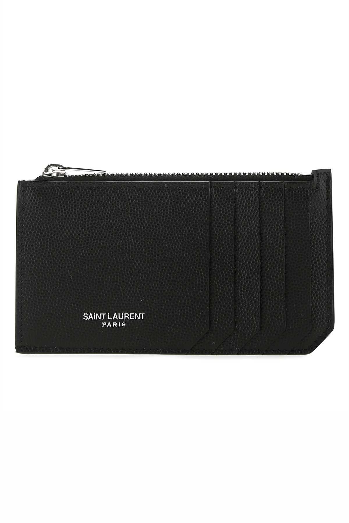 Saint Laurent Pebbled Calfskin Wallet — Black by Saint Laurent