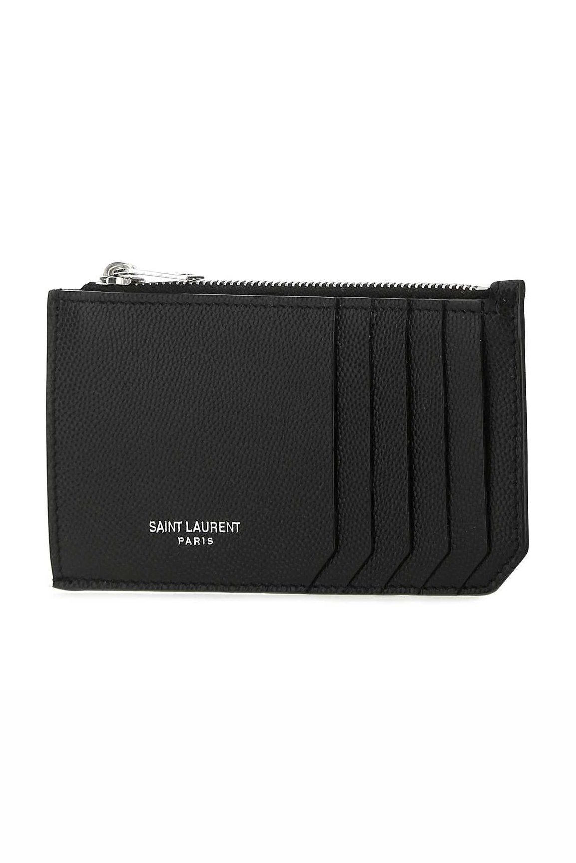 Saint Laurent Pebbled Calfskin Wallet — Black, view 2