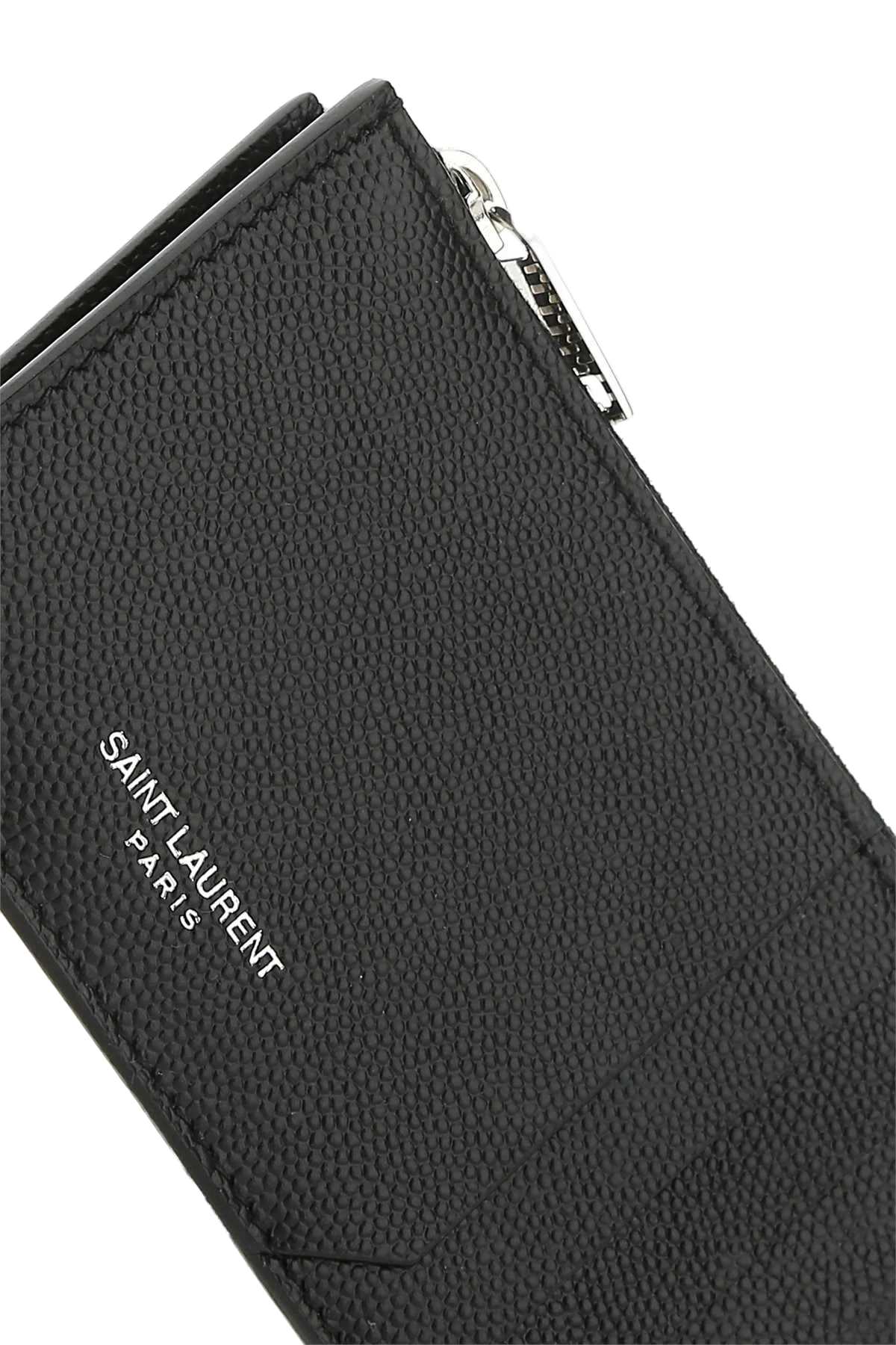 Saint Laurent Pebbled Calfskin Wallet — Black, view 4