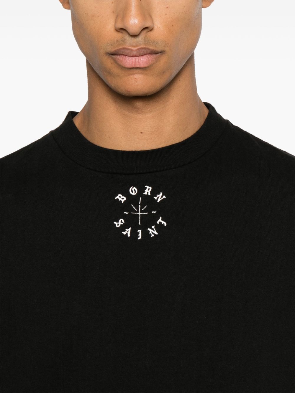 Saint Mxxxxxx Logo-Print Cotton Jersey T-Shirt — Black, view 2