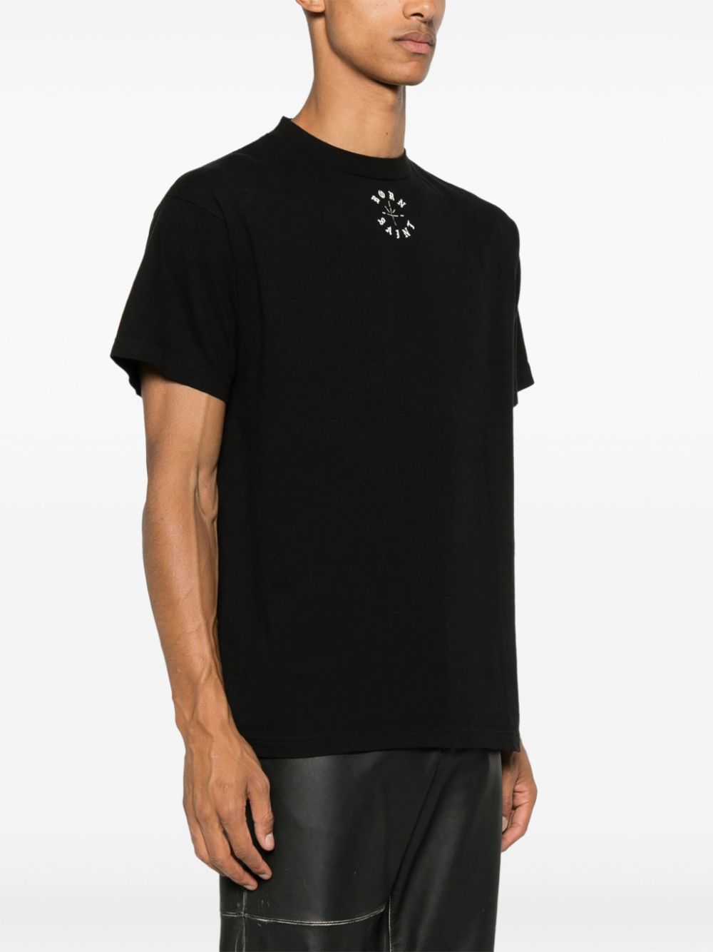Saint Mxxxxxx Logo-Print Cotton Jersey T-Shirt — Black, view 4