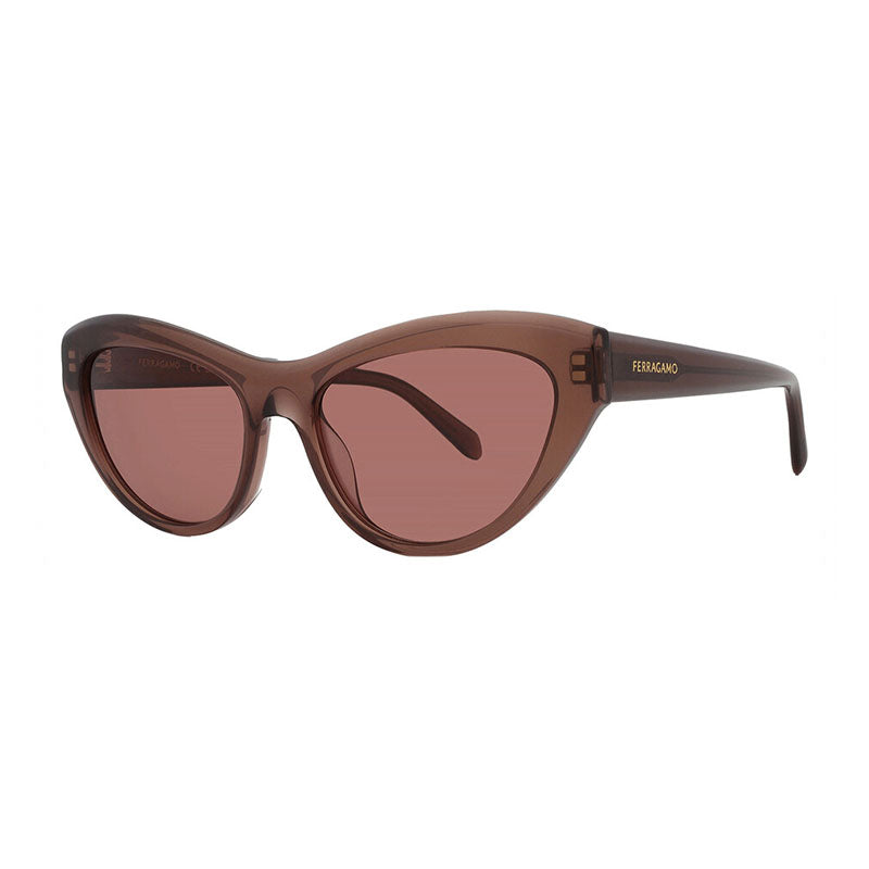 Salvatore Ferragamo Sunglasses Cat Eye Full Rim, Transparent Brown Frame And Lens Sf1103s232 by Ferragamo