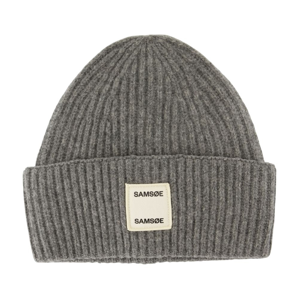 SamsøE SamsøE F24300118-CLR000659 Ribbed Wool Beanie — Gray, view 2
