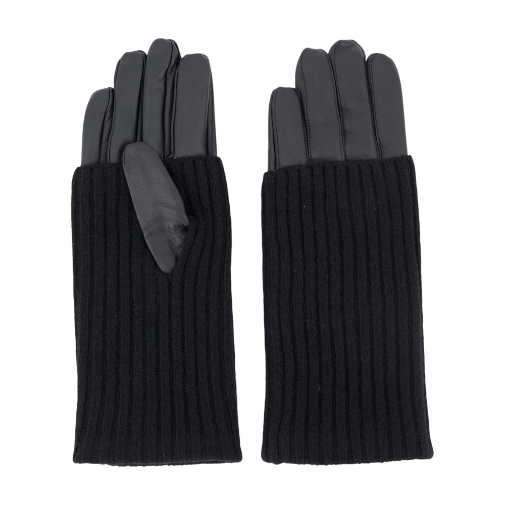 SamsøE SamsøE Wool-Blend with Ribbed Cuff Gloves — Black by Samsøe Samsøe