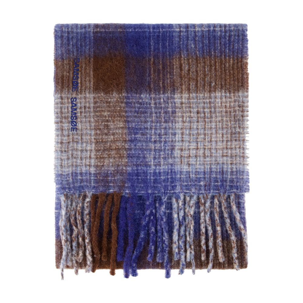 SamsøE SamsøE Plaid Wool Scarf — Blue by Samsøe Samsøe