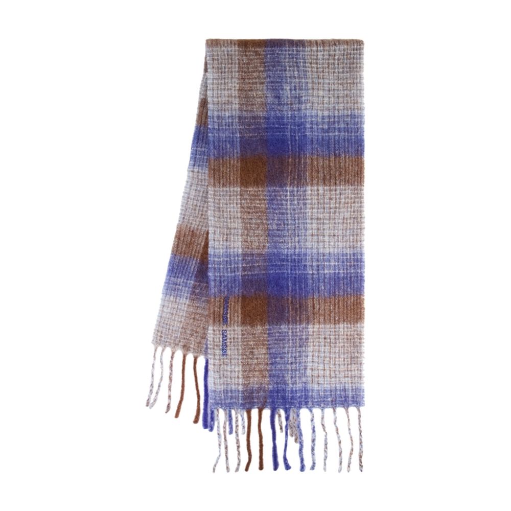 SamsøE SamsøE Plaid Wool Scarf — Blue, view 2