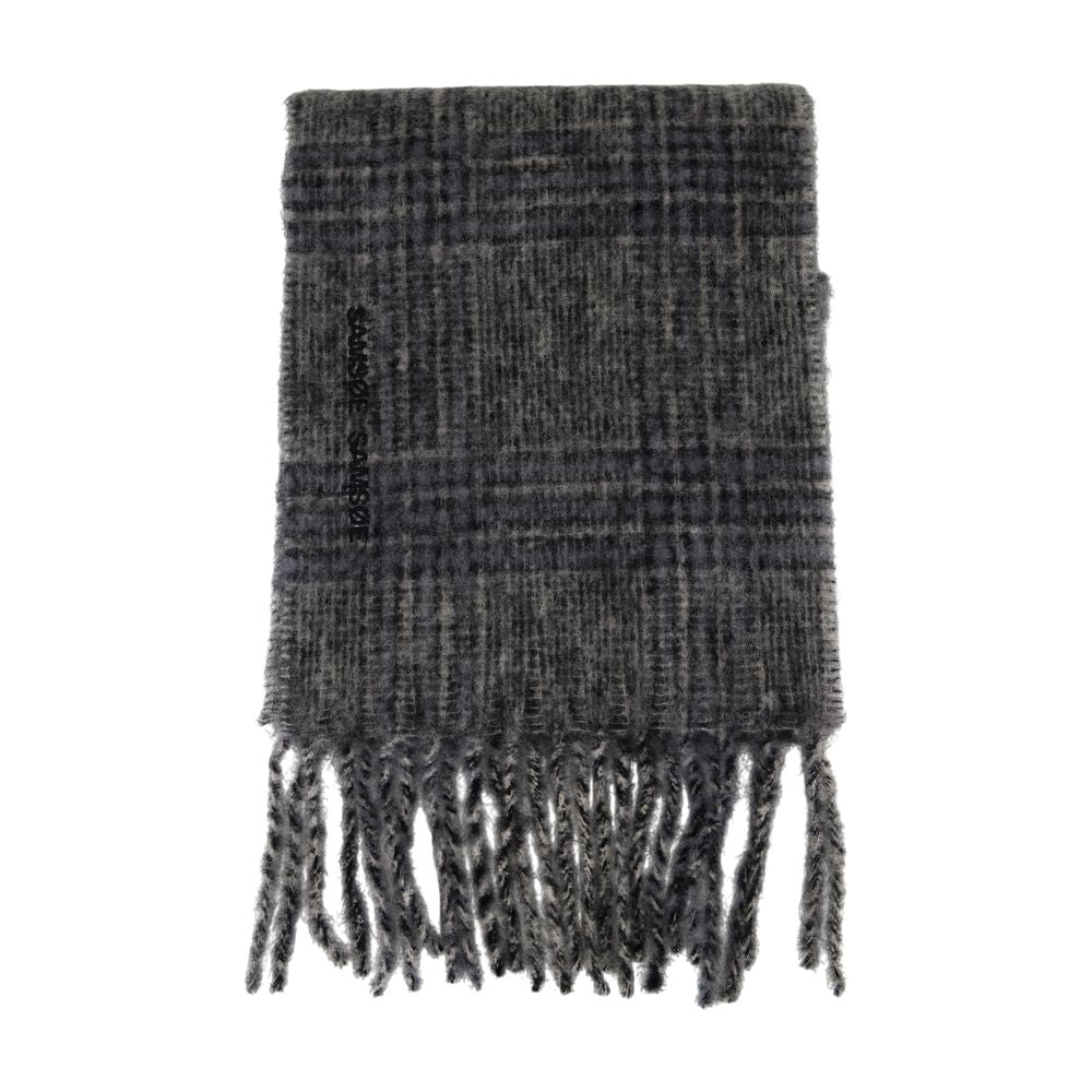 SamsøE SamsøE Wool Check Scarf — Gray, view 2