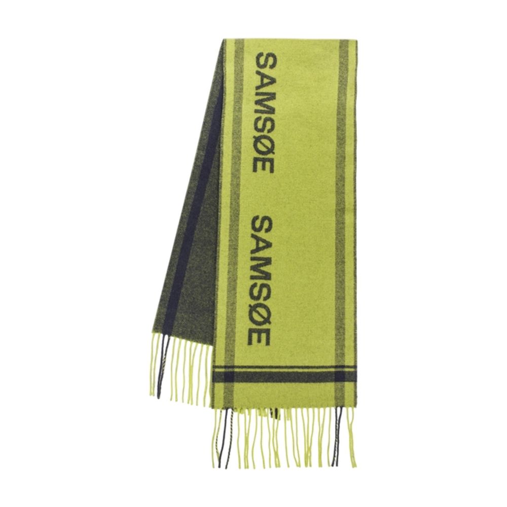 SamsøE SamsøE Wool Striped Scarf — Green, view 2