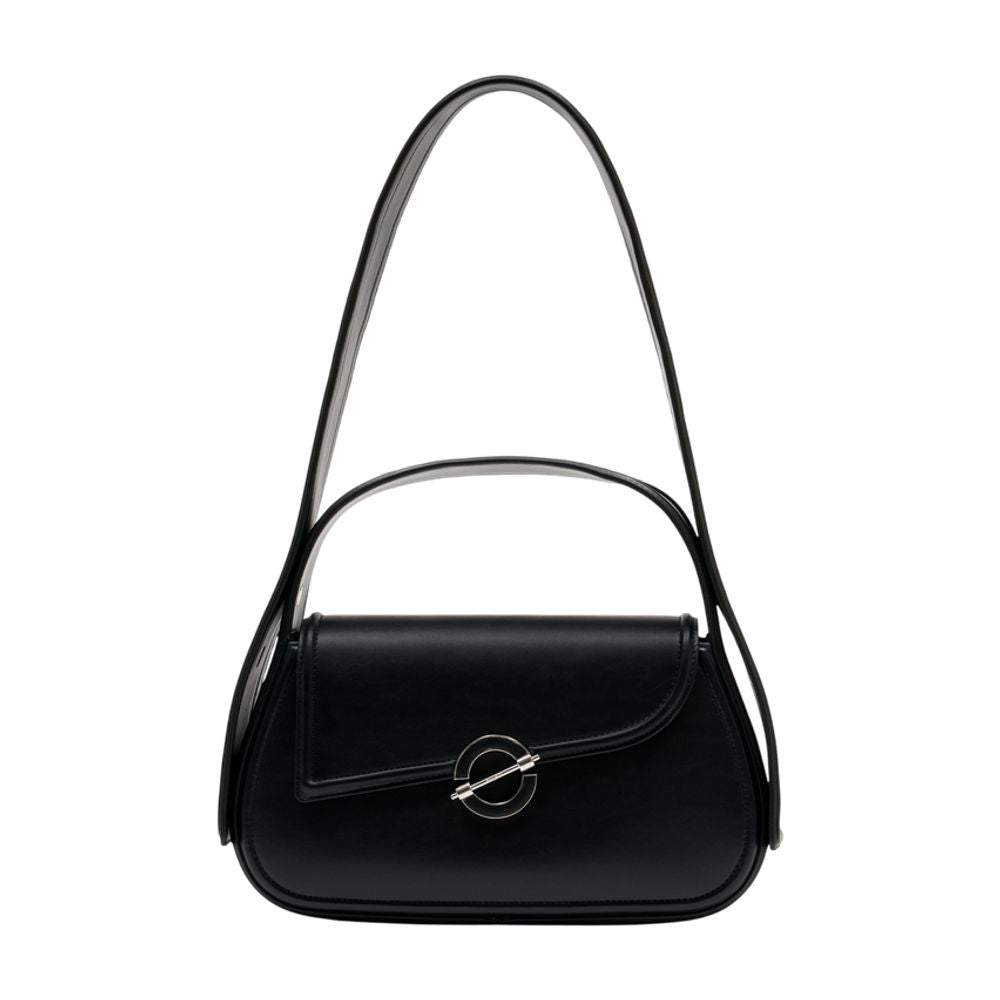 Samsøe Samsøe Curved Calfskin Shoulder Bag — Black by Samsøe Samsøe