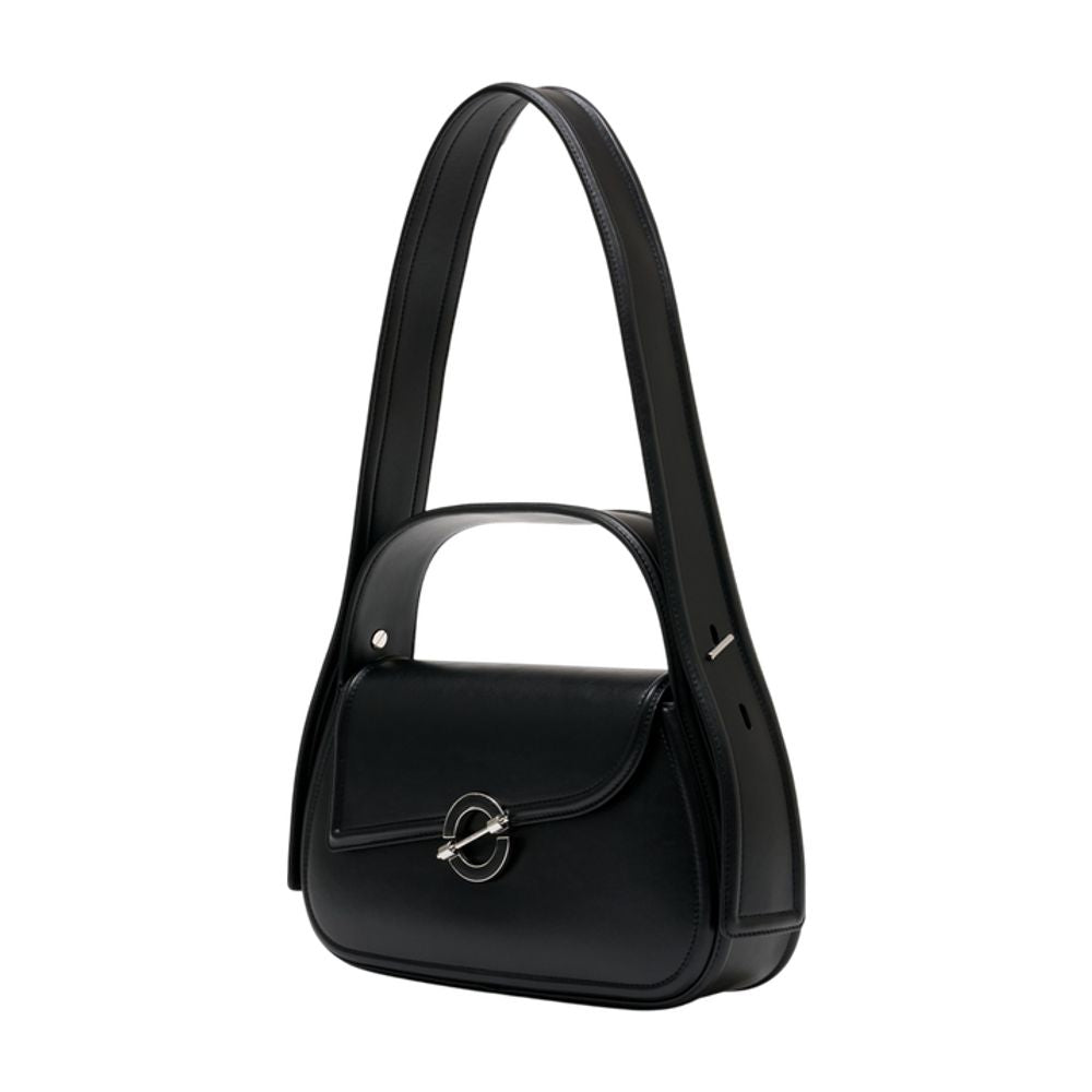 Samsøe Samsøe Curved Calfskin Shoulder Bag — Black, view 2