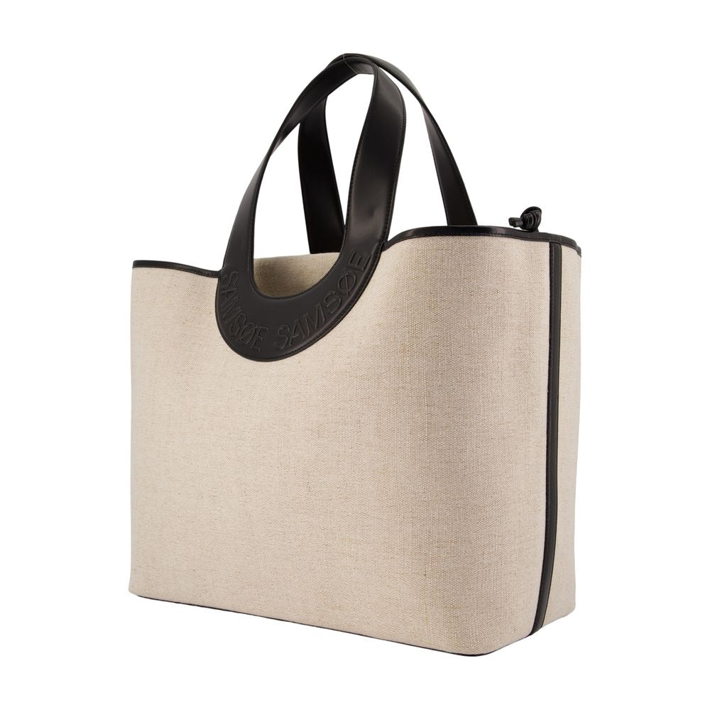 Samsøe Samsøe Cotton Canvas Shopper Tote Bag — Beige, view 2