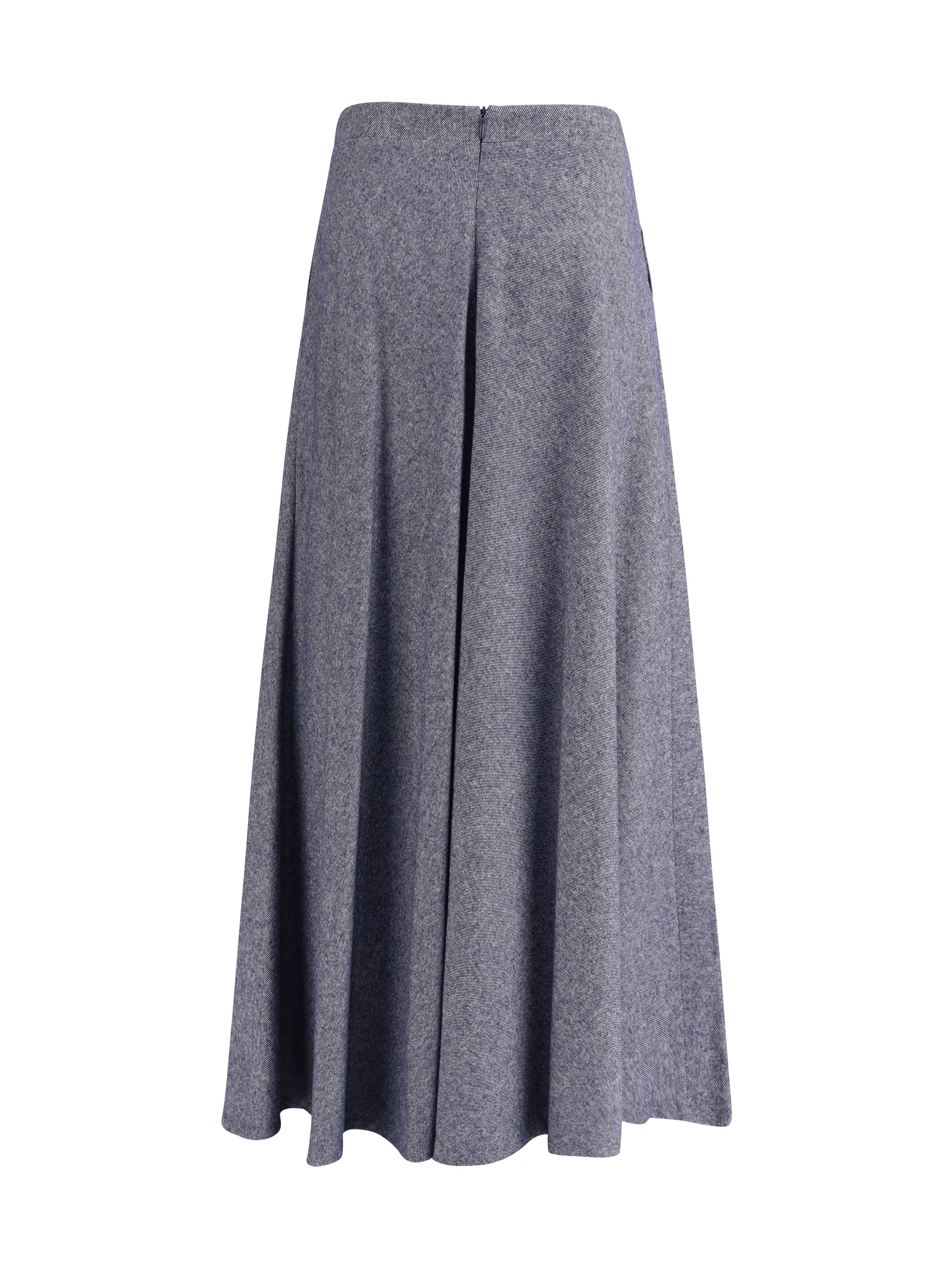 Sara Roka Flared Midi Denim Skirt — Gray, view 2