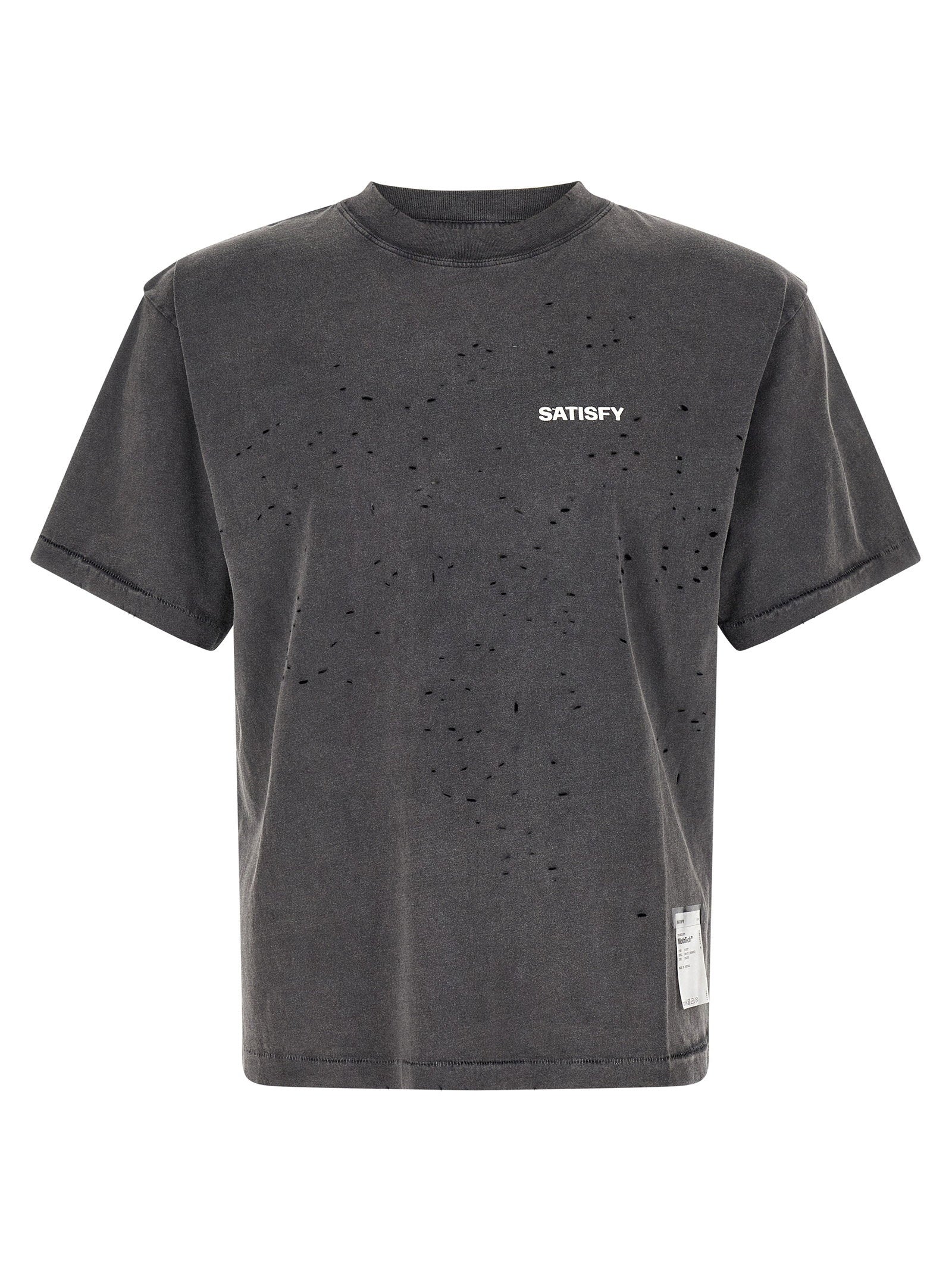 Satisfy Laser-Cut Perforated Organic Cotton T-Shirt — Charcoal by Satisfy