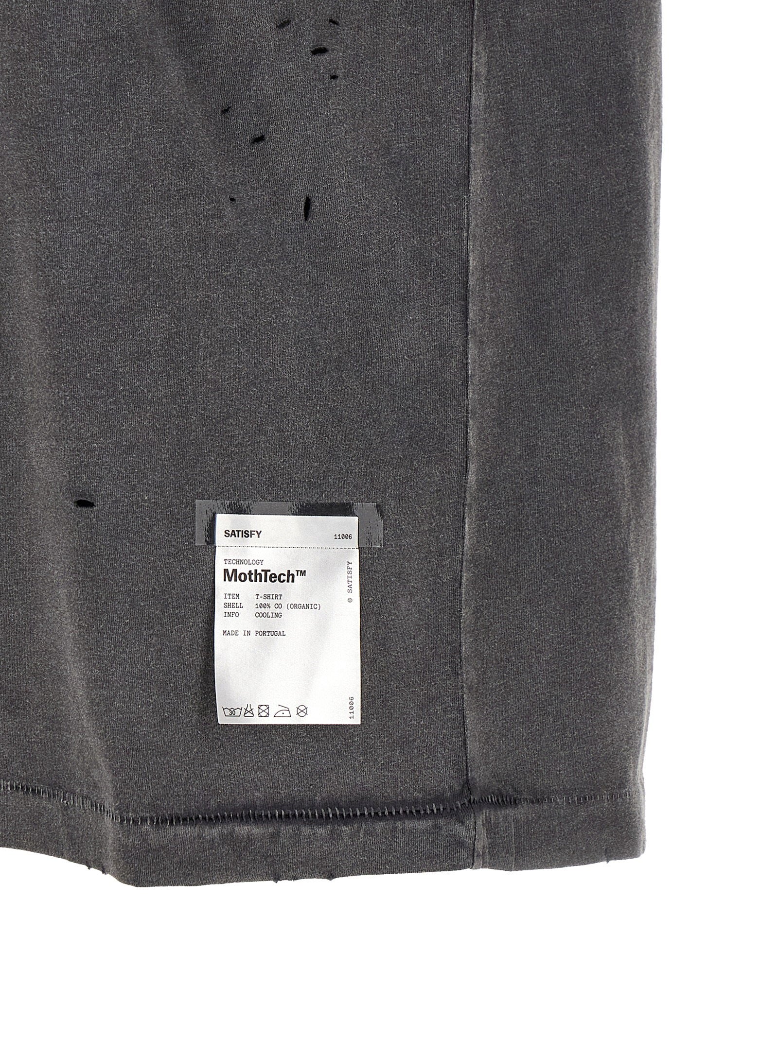 Satisfy Laser-Cut Perforated Organic Cotton T-Shirt — Charcoal, view 4