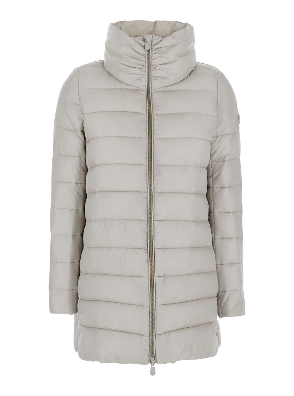 Save The Duck Quilted High-Neck Tech Fabric Down Jacket — Beige by Save The Duck