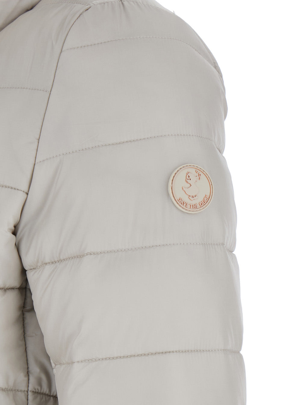 Save The Duck Quilted High-Neck Tech Fabric Down Jacket — Beige, view 3