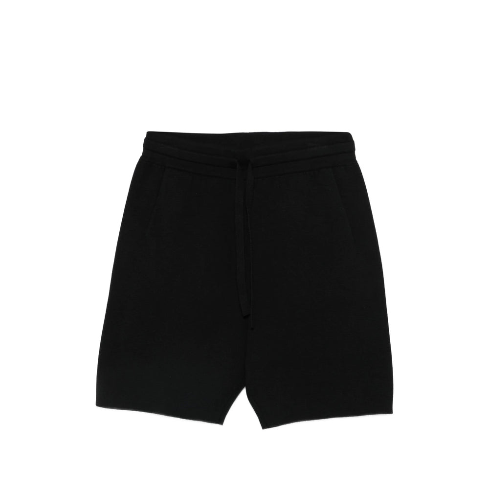 Scaglione Cotton Drawstring Shorts — Black by Scaglione