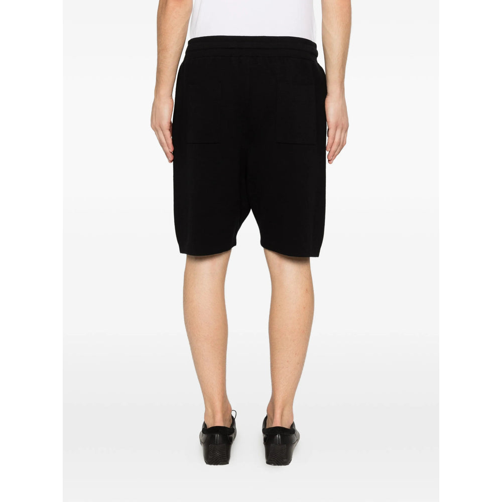 Scaglione Cotton Drawstring Shorts — Black, view 2