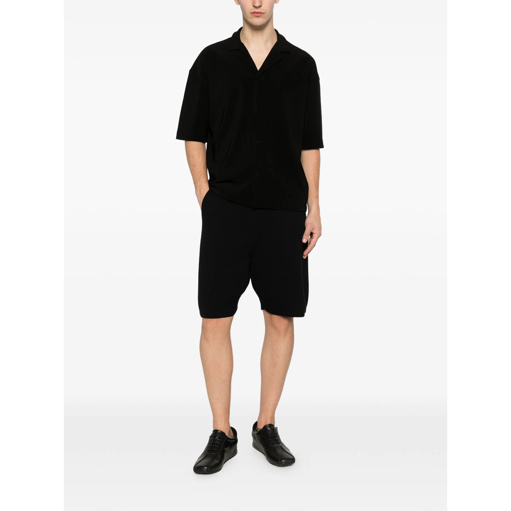 Scaglione Cotton Drawstring Shorts — Black, view 3