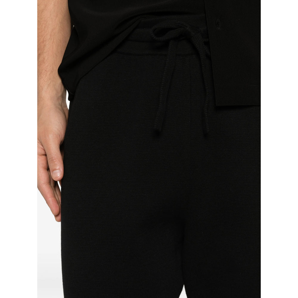 Scaglione Cotton Drawstring Shorts — Black, view 4