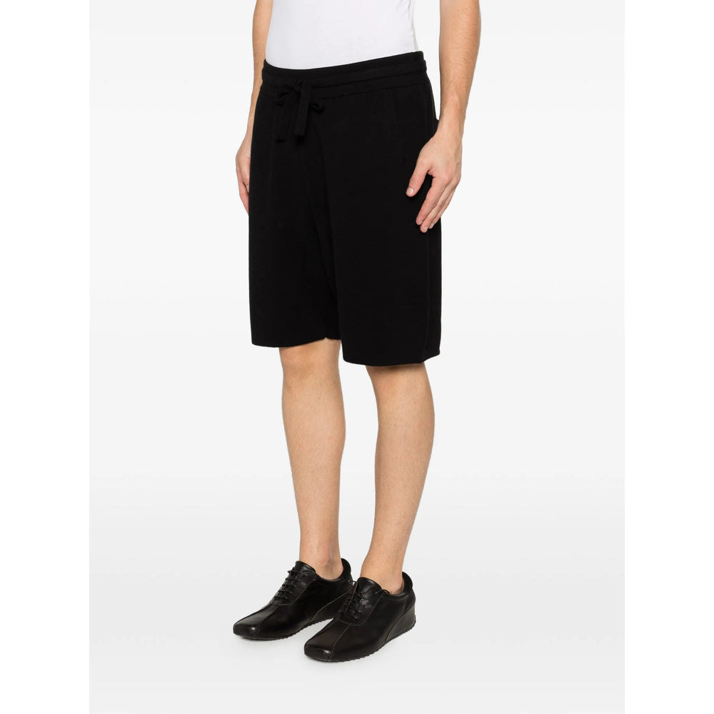 Scaglione Cotton Drawstring Shorts — Black, view 5