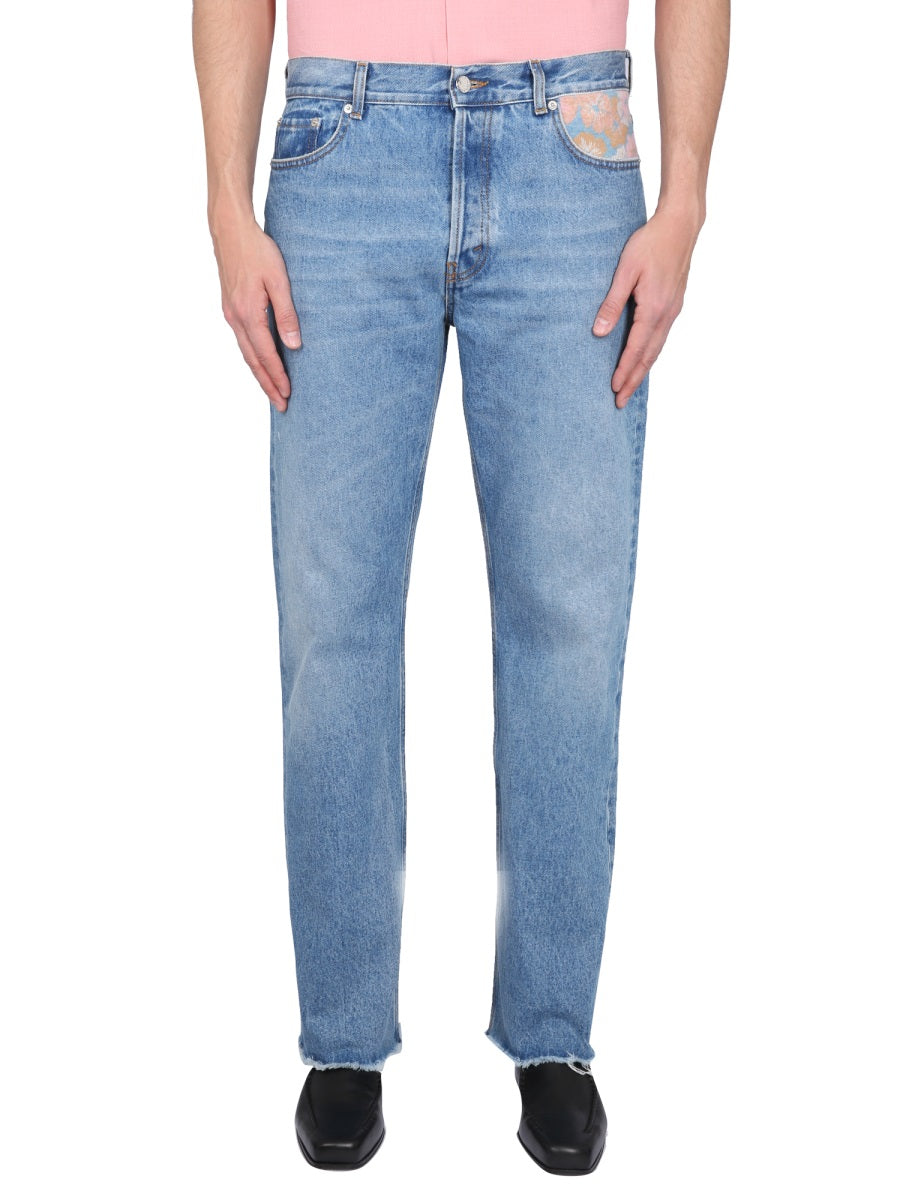 SéFr Floral Cotton Jeans — Azure, view 2