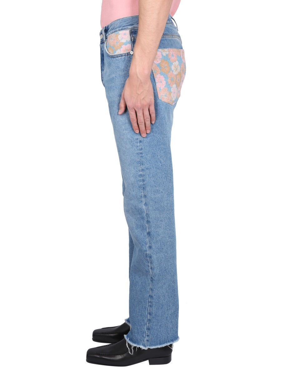 SéFr Floral Cotton Jeans — Azure, view 3