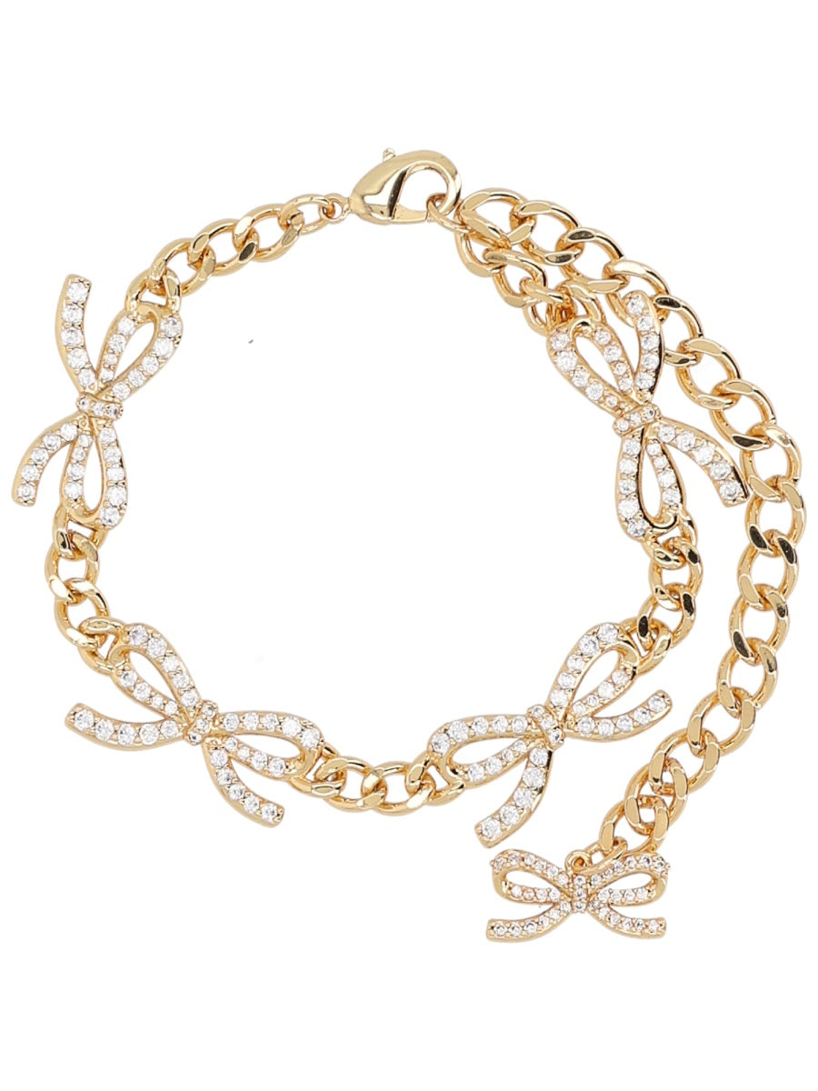 Self-Portrait Crystal Bow Bracelet — Gold by Self-Portrait
