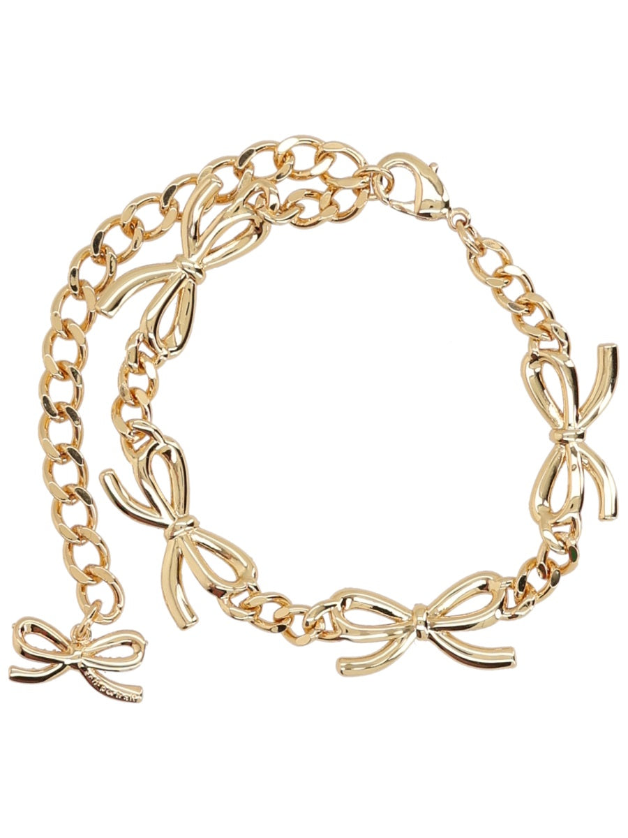 Self-Portrait Crystal Bow Bracelet — Gold, view 2