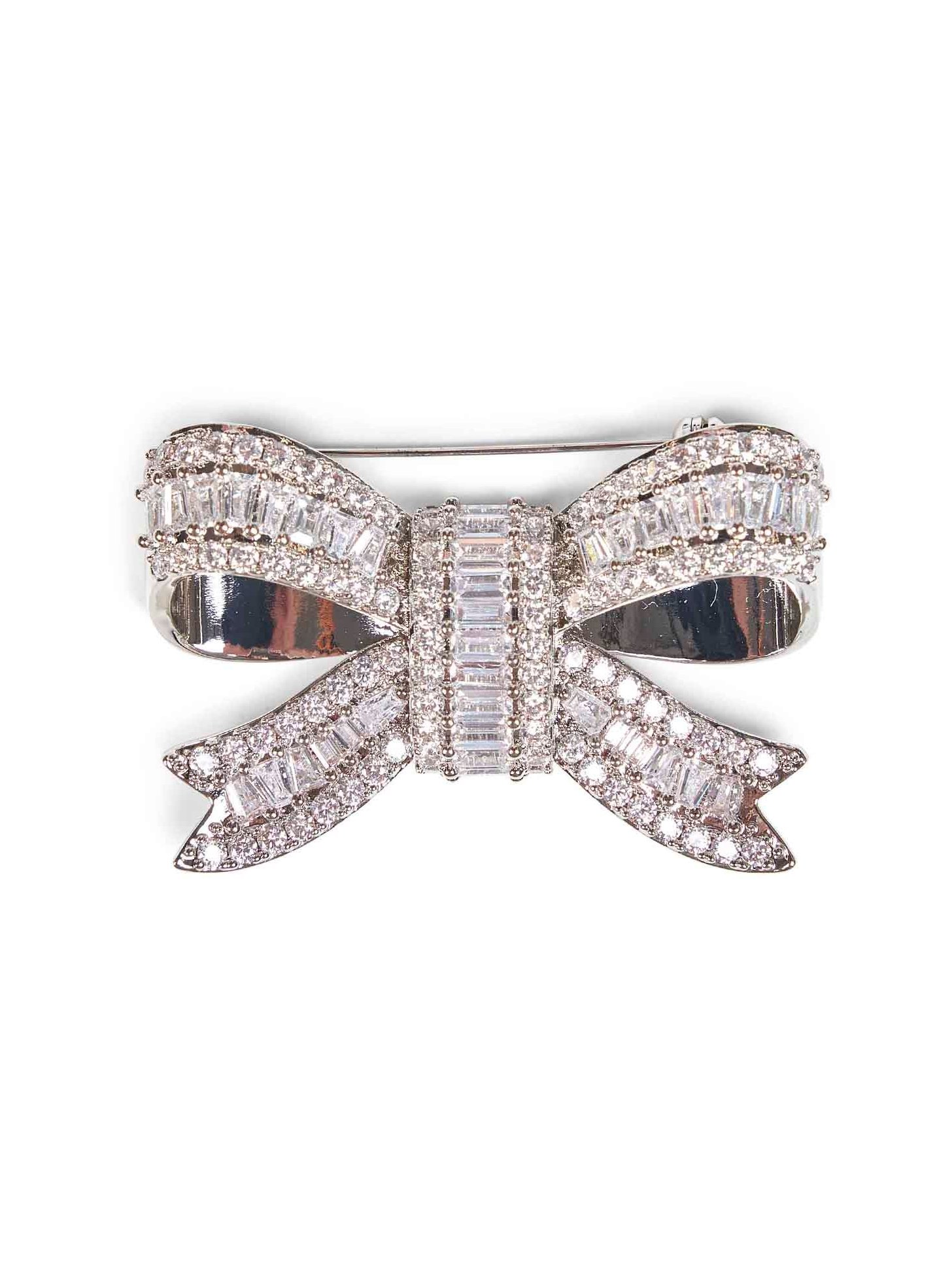 Self-Portrait Crystal-Embellished Bow Brooch — Silver by Self-Portrait