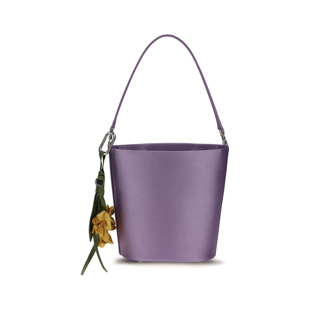 Self-Portrait Satin Bucket Bag — Purple by Self-Portrait