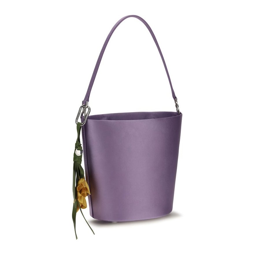 Self-Portrait Satin Bucket Bag — Purple, view 2