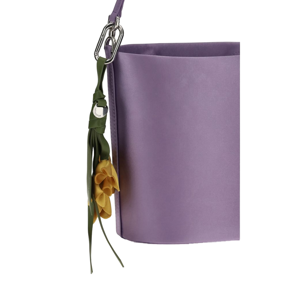 Self-Portrait Satin Bucket Bag — Purple, view 4