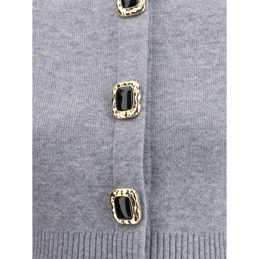Self-Portrait Wool Cardigan — Gray, view 3