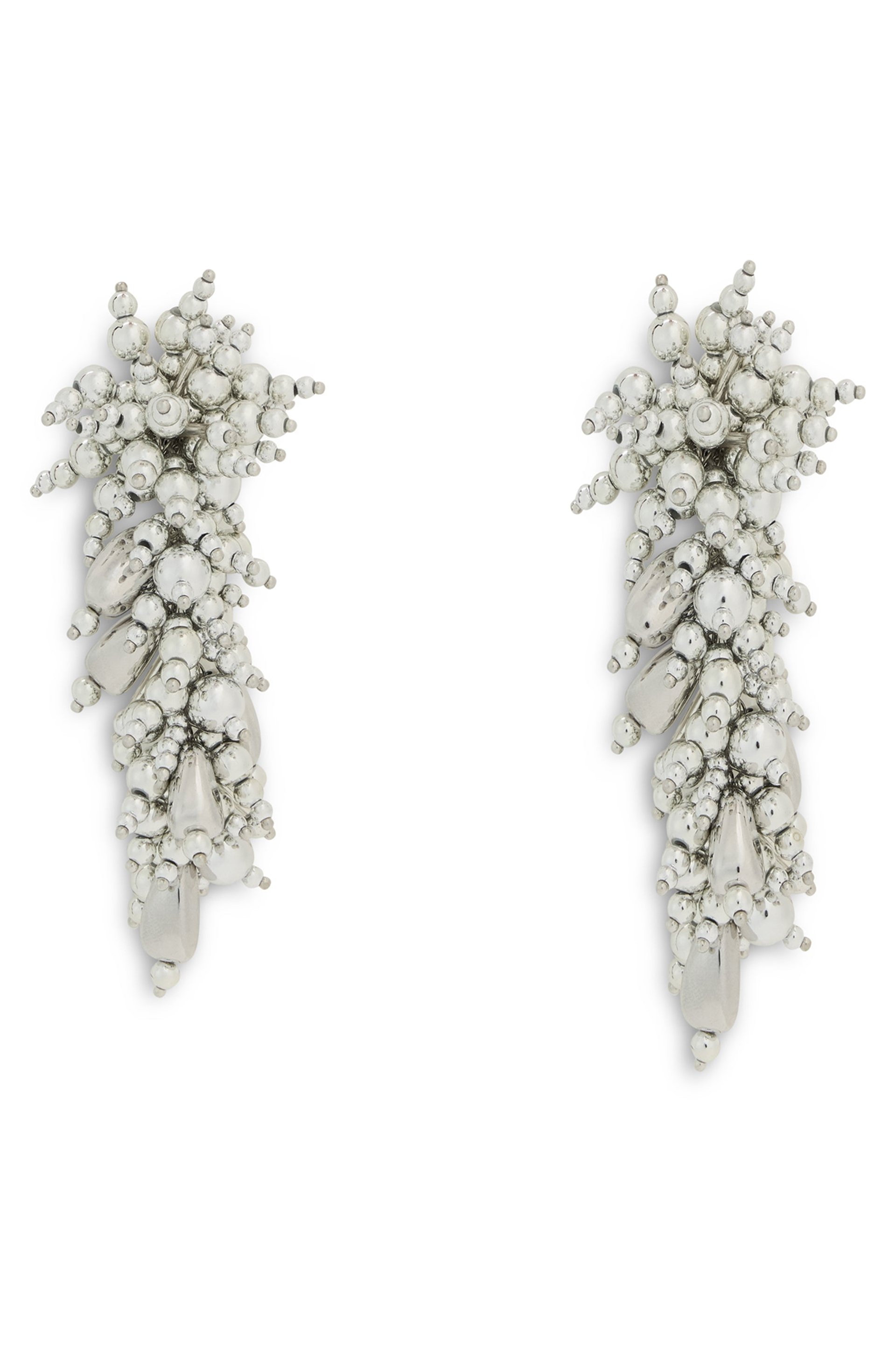 Self-Portrait Beaded Floral Drop Earrings — Silver by Self-Portrait