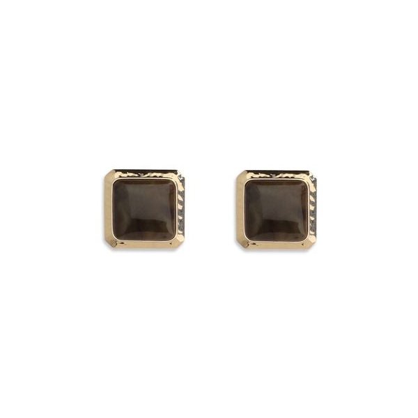 Self-Portrait Square Enamel Brass Earrings — Gold by Self-Portrait