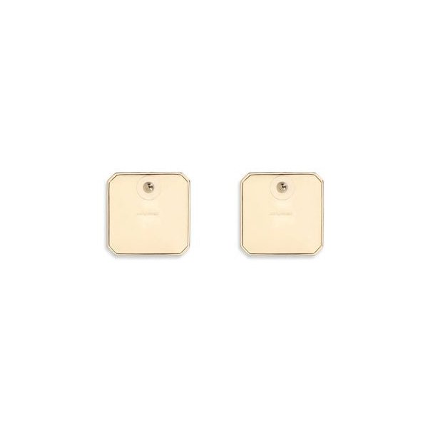 Self-Portrait Square Enamel Brass Earrings — Gold, view 2