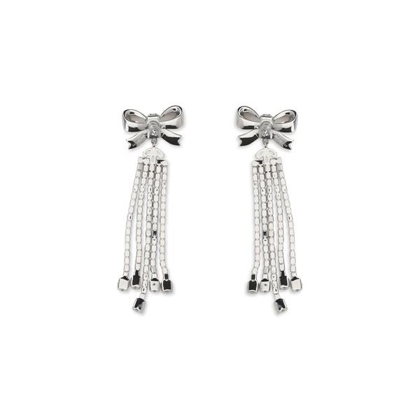 Self-Portrait Crystal Bow Drop Earrings — Silver, view 2