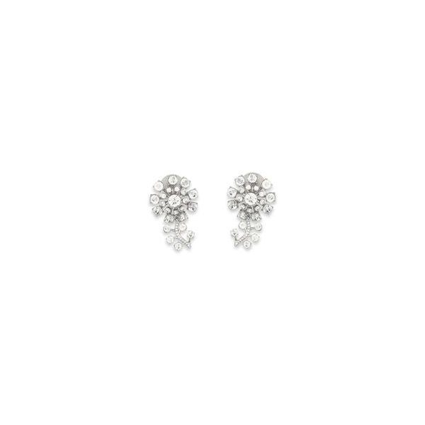 Self-Portrait Crystal Flower Earrings — Silver by Self-Portrait
