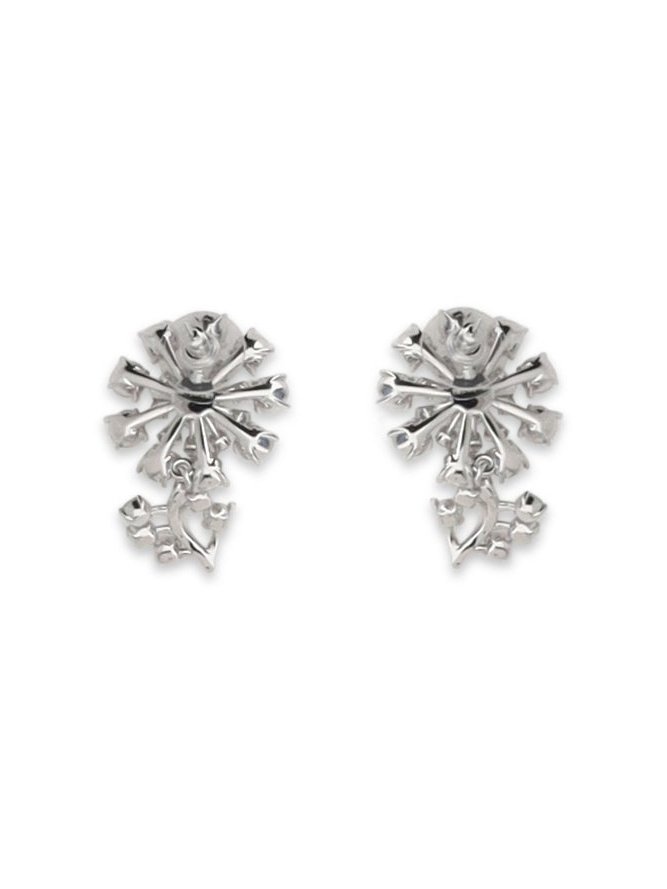 Self-Portrait Crystal Flower Earrings — Silver, view 2