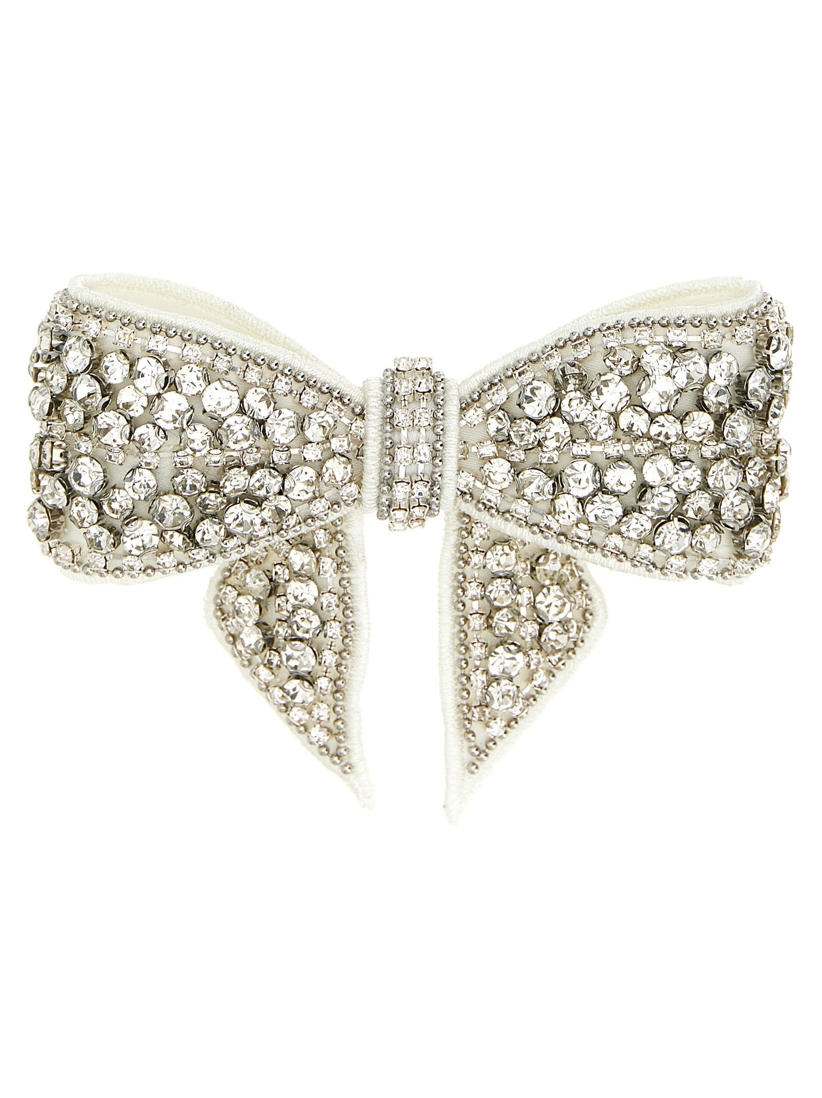 Self-Portrait Crystal-Embellished Bow Hair Clip — White by Self-Portrait