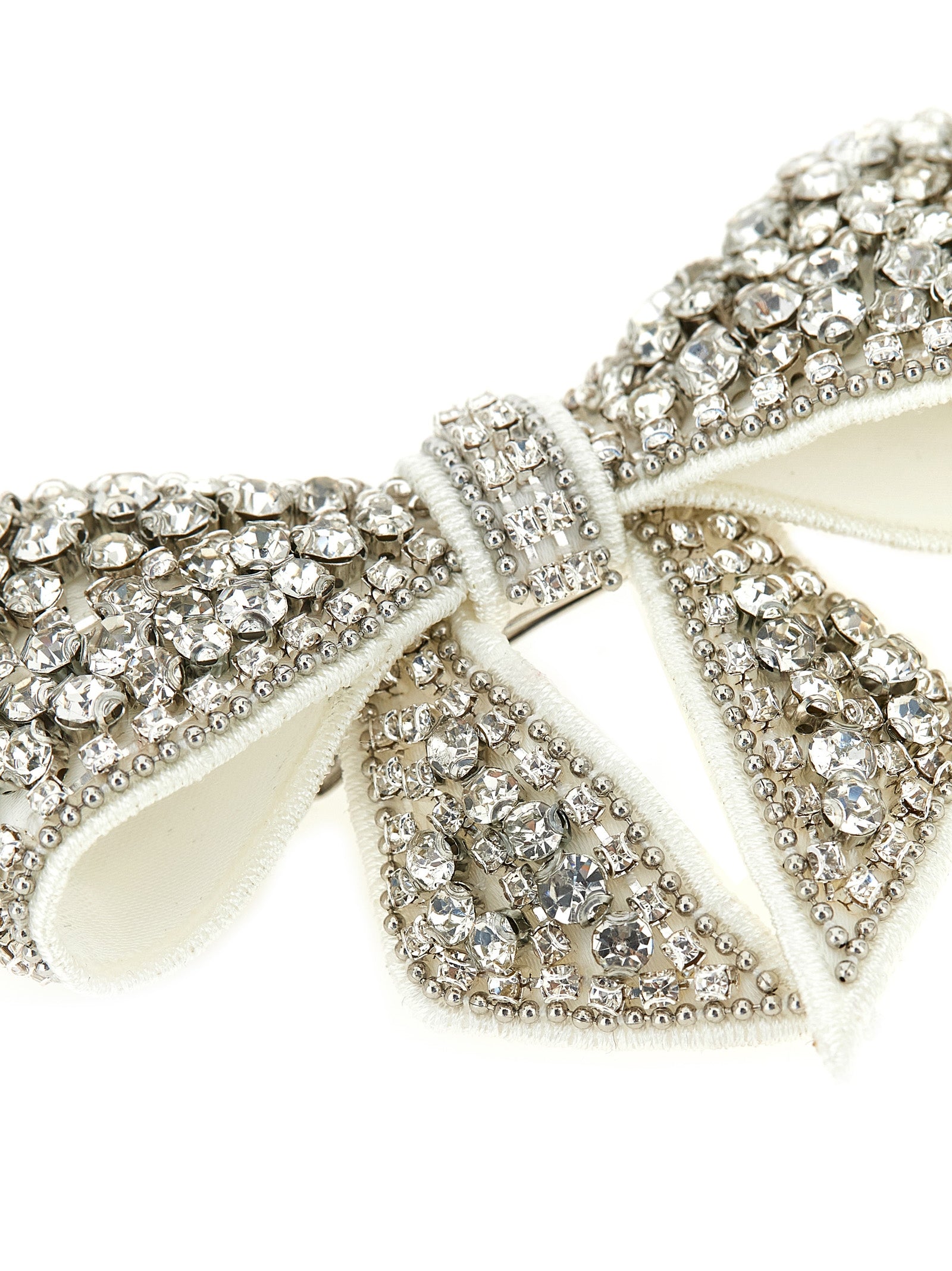 Self-Portrait Crystal-Embellished Bow Hair Clip — White, view 3