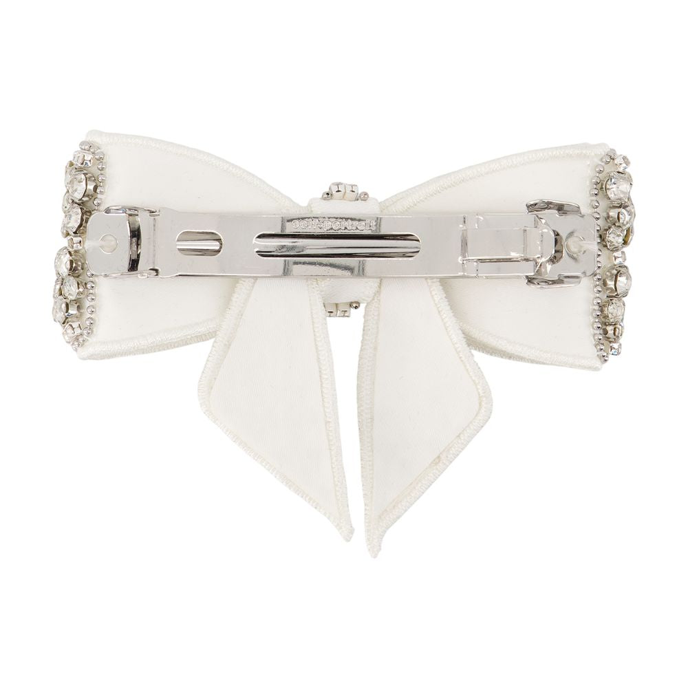 Self-Portrait Crystal-Embellished Bow Hair Clip — White by Self-Portrait