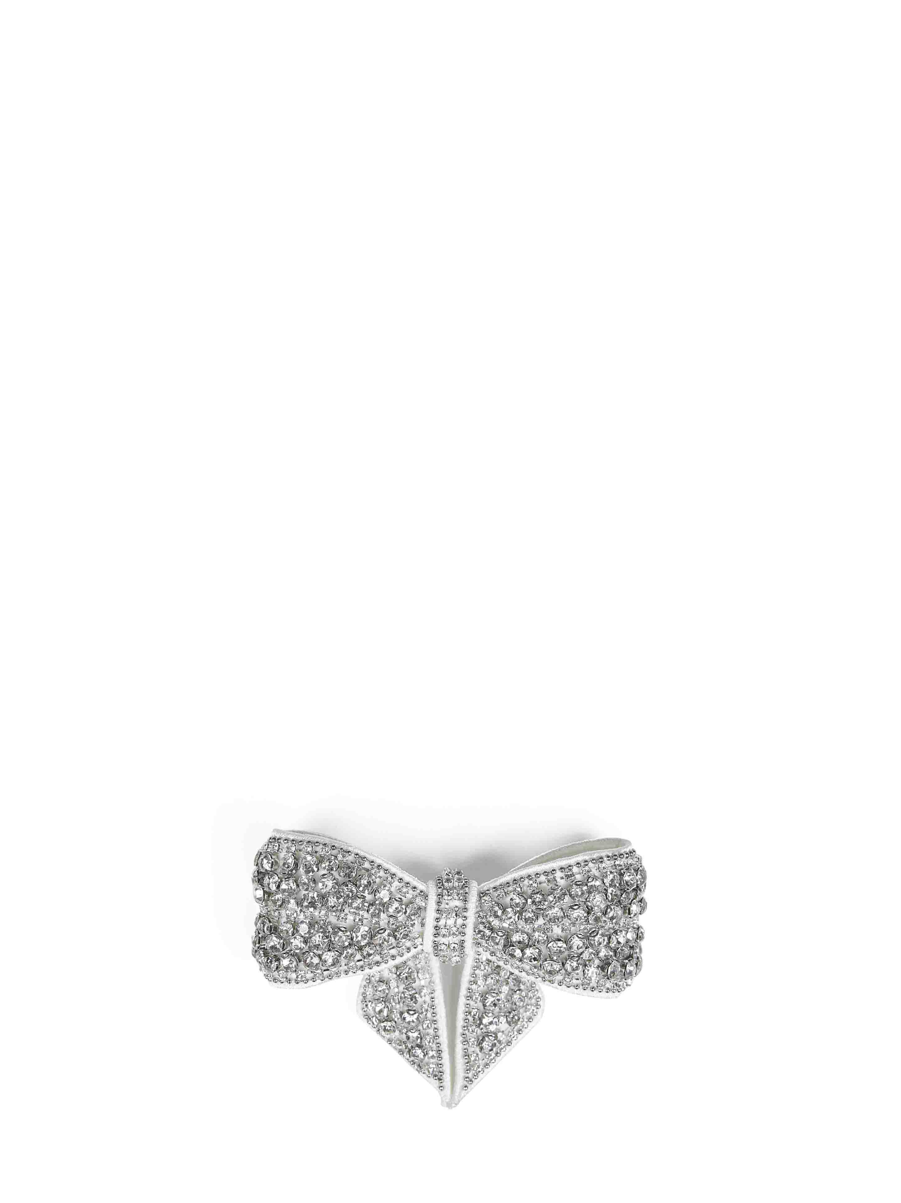 Self-Portrait Crystal-Embellished Bow Hair Clip — White by Self-Portrait